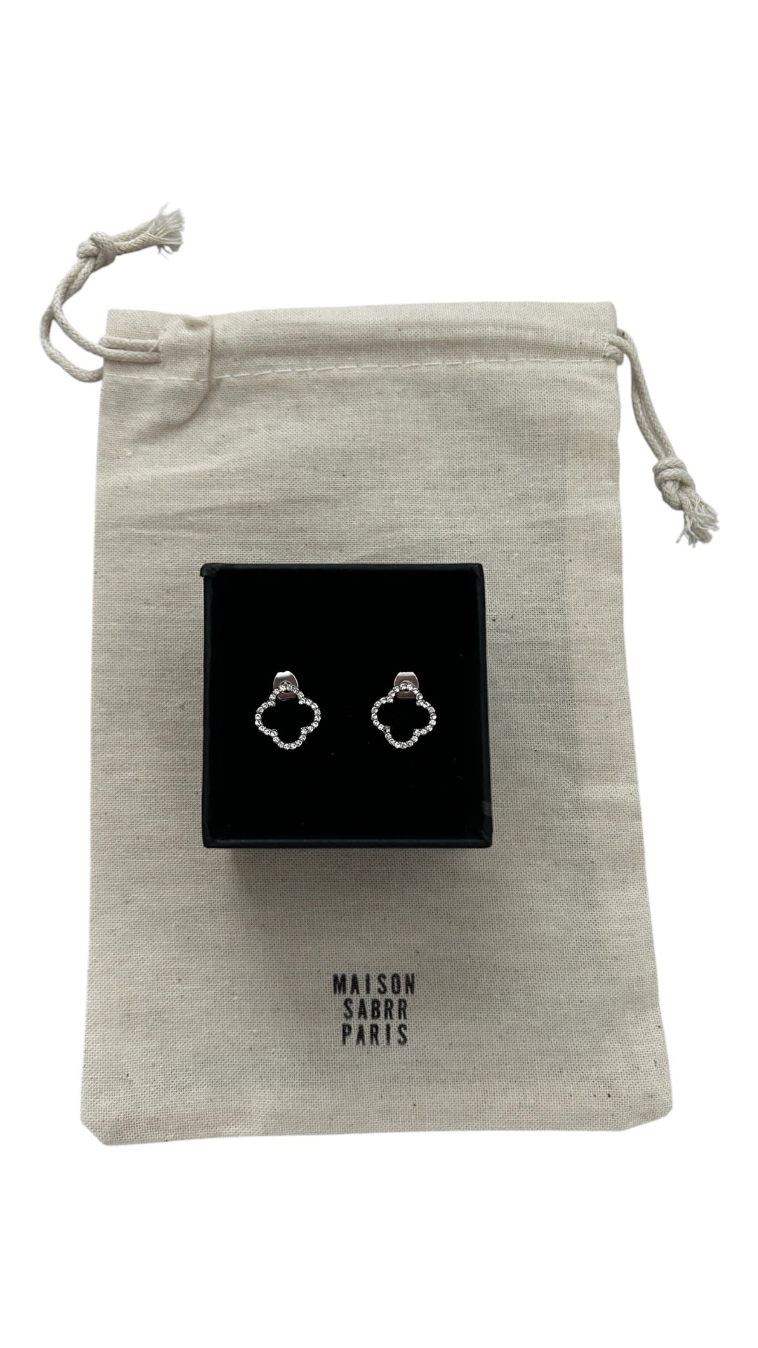 Boucle d'oreille trèfle argent