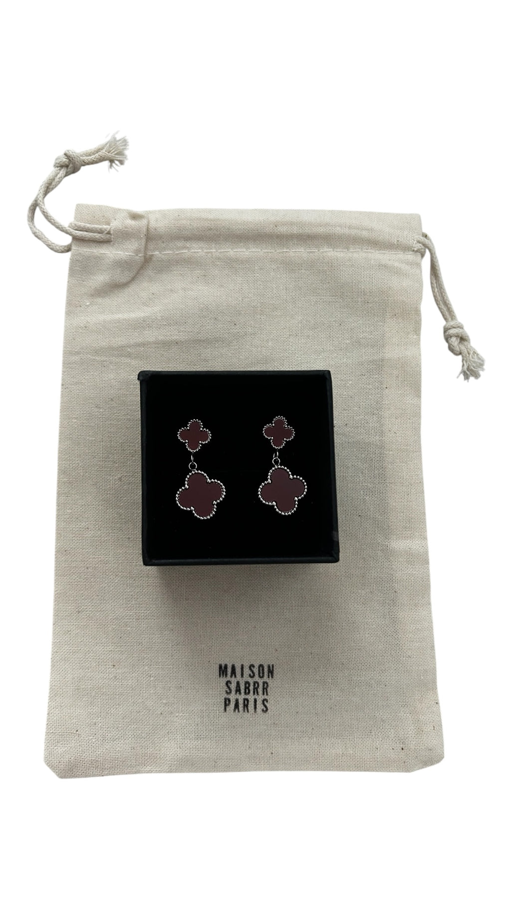 Boucle d'oreille double trèfles