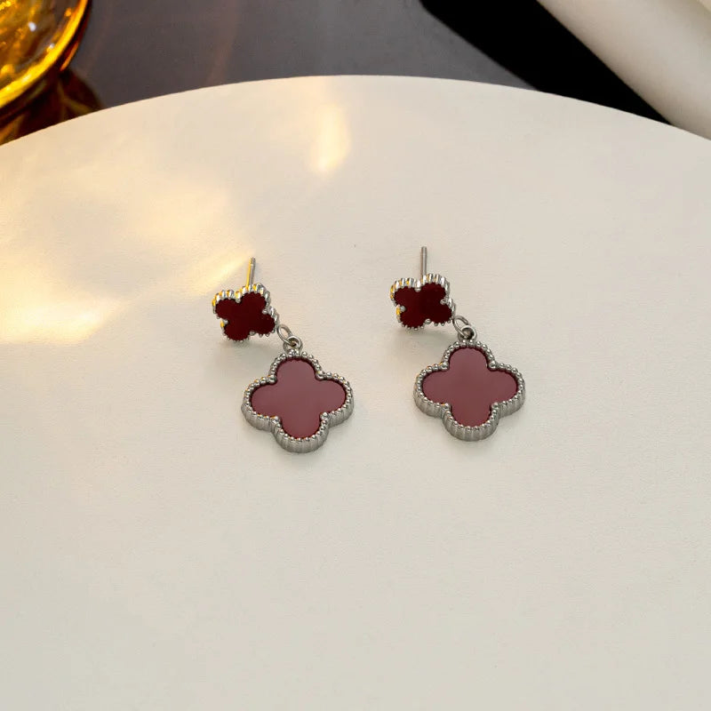Boucle d'oreille double trèfles