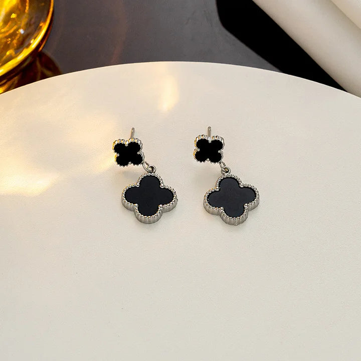 Boucle d'oreille double trèfles