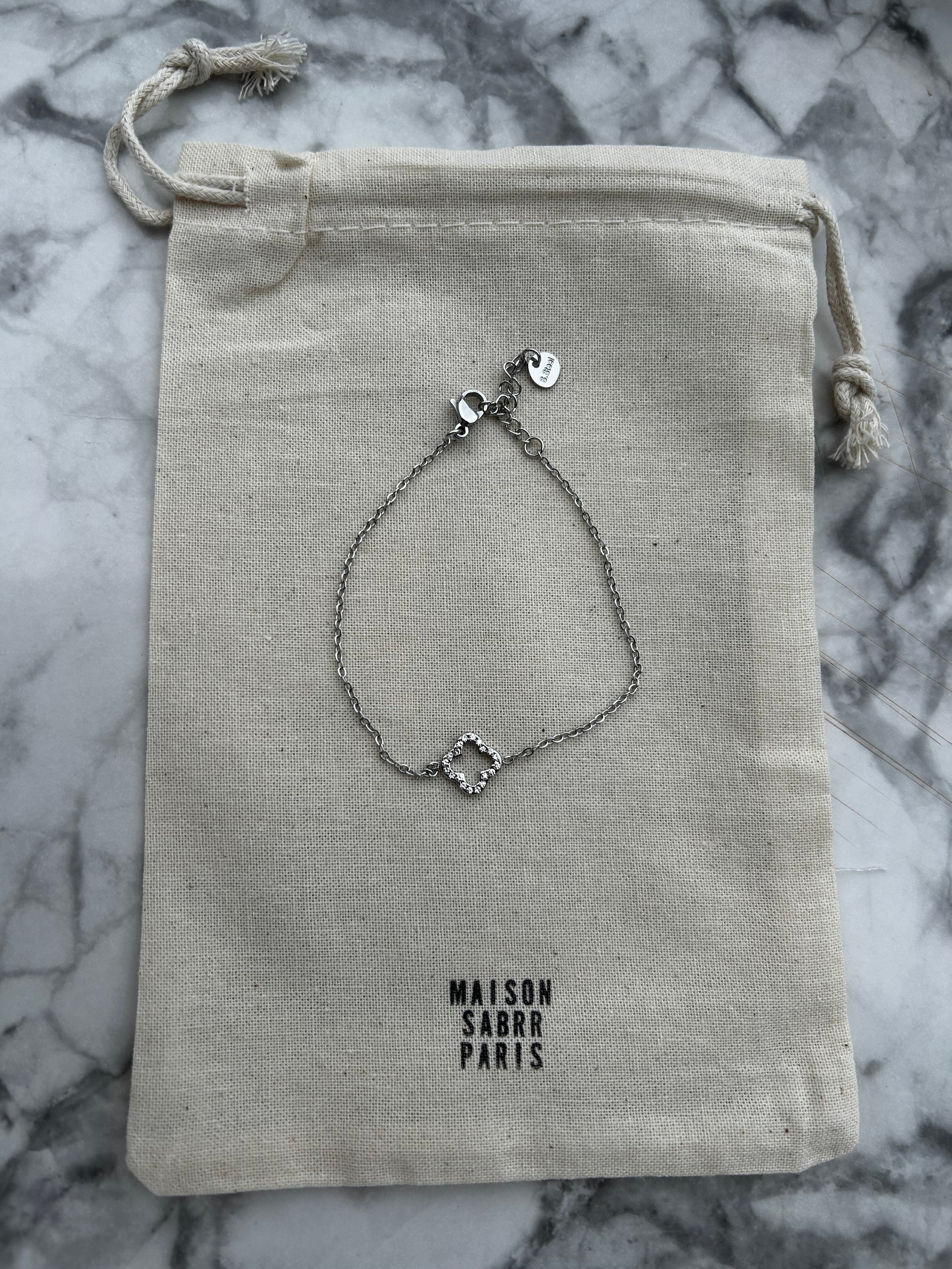 Bracelet trèfle strass